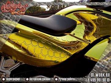 зеркальная аэрография  фото - хромирование и золочение мотоцикла Spyder. Фото 8