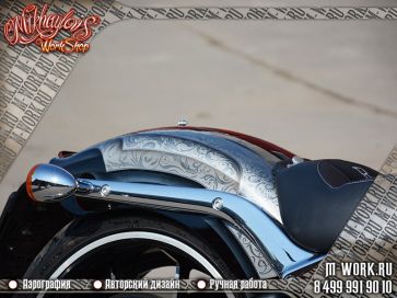 Аэрография мотоцикла Harley Davidson 3D-хром. Фото 6